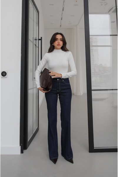 Havoş Lacivert Midwaist Flare Jean