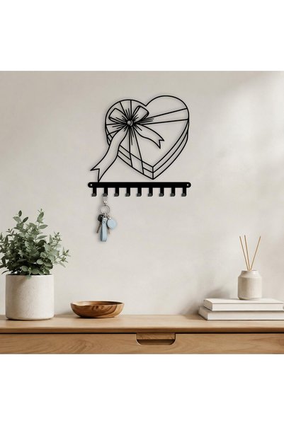 Generic Brand Heart Shaped Gift Box Metal Key Holder Metal Key Hanger Wall Mo...
