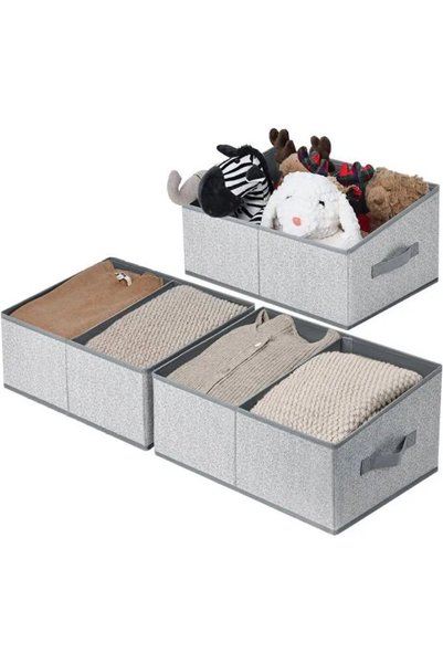 Noonedibs Set de 3 cutii de depozitare pliabile, deschise, coș de depozitare ...