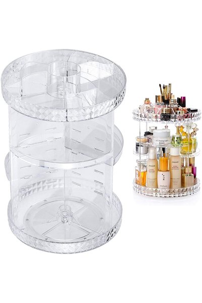 Noonedibs Organizator de cosmetice, cutie de depozitare rotativă la 360°, org...