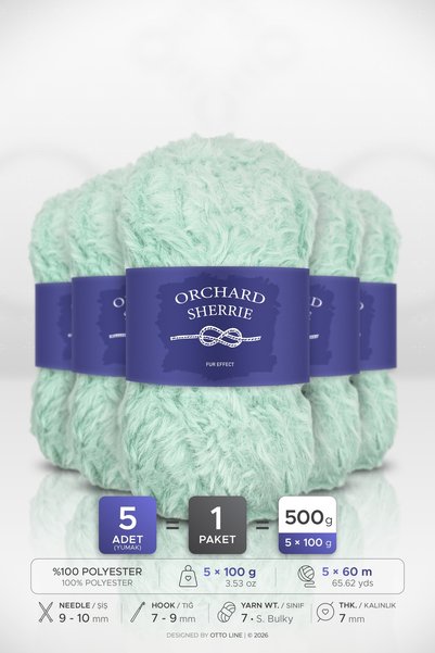 ORCHARD SHERRIE • Nile Green (4154) • Pack of 5 × 100 g/60 m • Rabbit Fur • T...
