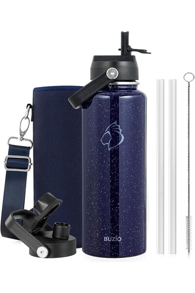 BUZIO 128oz Water Bottle Insulated, (Cold for 48 Hrs) Gallon Stainless Steel ...