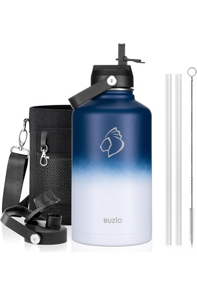 BUZIO 128oz Water Bottle Insulated, (Cold for 48 Hrs) Gallon Stainless Steel ...