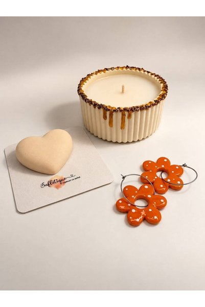 Sufletique Set cadou Handmade - Lumanare, Bol Inimă, Cercei