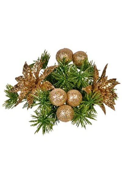 OEM Inel Decorativ de Craciun pentru Lumanare Craciunite Aurii Bile 15cm
