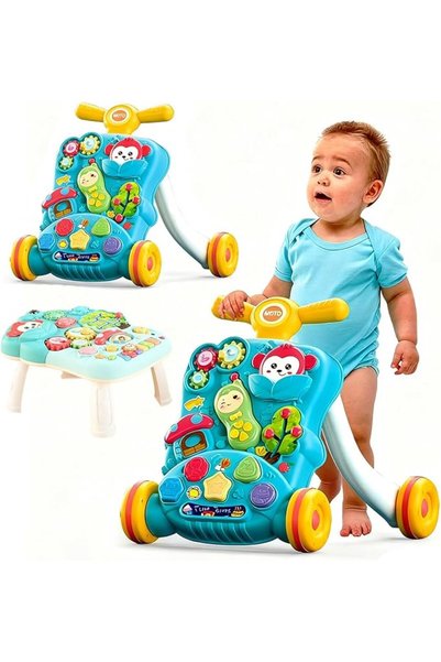GENERAL 2-in-1 Baby Sit-to-Stand Walker | Educational Push Walker Activity Ce...
