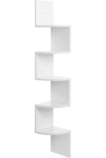 Beyza Kafkas Kafka Corner Shelf, 5-Tier Floating Wall Shelf with Zigzag Desig...