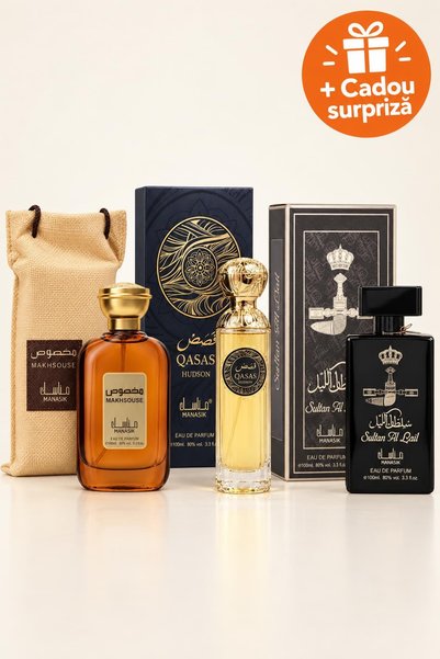 OferteTop Set 3 Parfumuri Arăbești pentru Bărbați: Makhsouse, Qasas Hudson și...