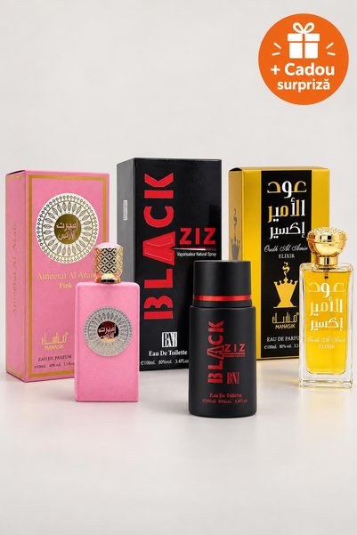 OferteTop Set 3 Parfumuri Arăbești pentru El și Ea: Ameerat Al Arais Pink, Bl...