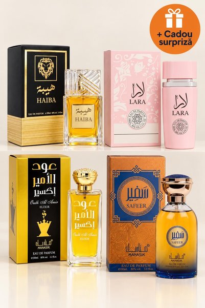 OferteTop Set 4 Parfumuri Arăbești pentru Femei: Haiba, Lara Pink, Oudh Al Am...