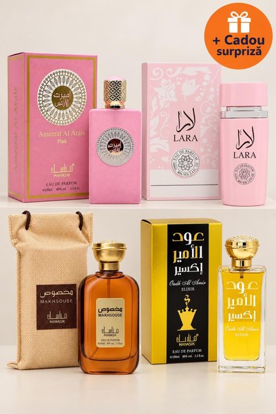 OferteTop Set 4 Parfumuri pentru Femei: Ameerat Al Arais Pink, Lara Pink, Mak...