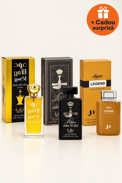 OferteTop Set 3 Parfumuri Arăbești pentru Bărbați: Oudh Al Amir Elixir, Sulta...
