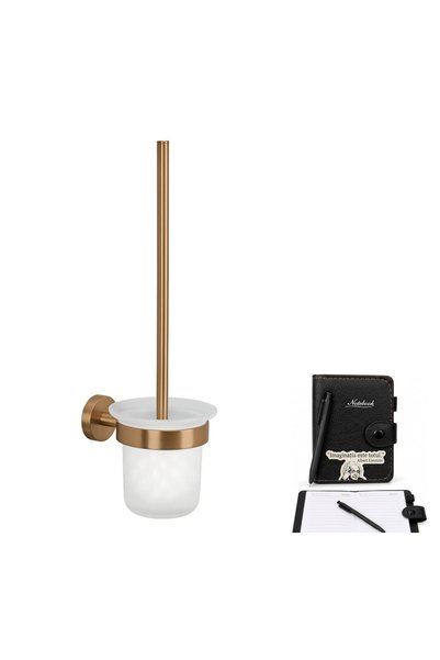 OEM Perie WC, suspendat, metal și sticlă mată, bronz, 14.5x37.9 cm, cu cadou ...