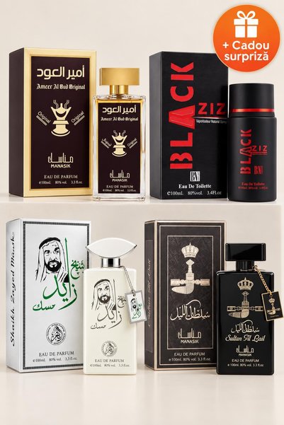 OferteTop Set 4 Parfumuri pentru Bărbați: Ameer Al Oud, Black Ziz, Shaikh Zay...