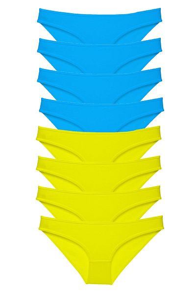 Royaleks 8 Pieces Super Eco Set Lycra Women's Slip Panties Yellow Blue (With Earphones as a Gift)