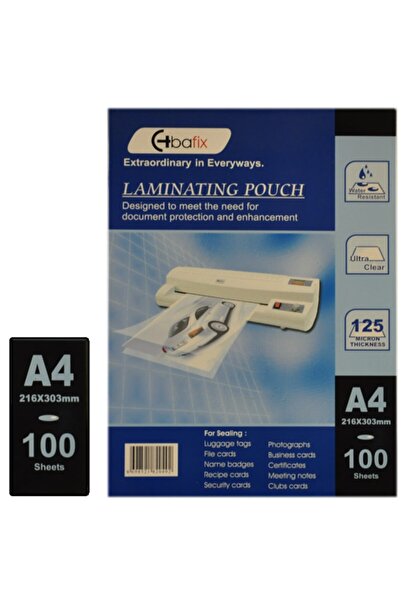 Bafix Laminasyon Pres Filmi A4 216x303 Mm 125 Micron 100lük