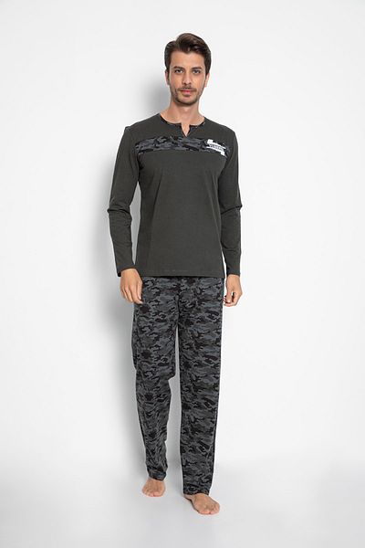 VISHENKA Men's 100% Cotton Khaki Color Camouflage Printed Pajama Set