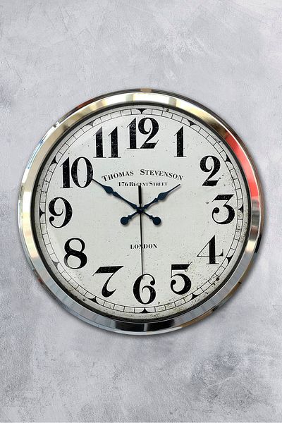Kasva Concept Gift Decorative 52 cm Chrome Metal Regent Street Wall Clock