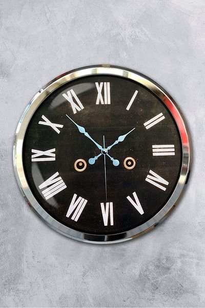 Kasva Concept Gift Decorative 52 cm Black Metal Decorative Wall Clock