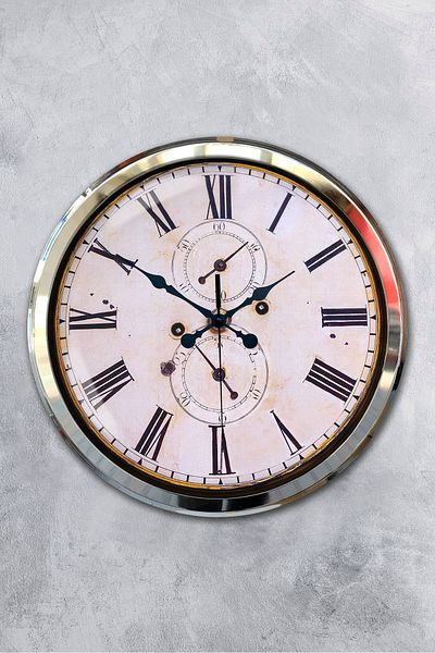Kasva Concept 52 cm Chrome Metal Antique Wall Clock