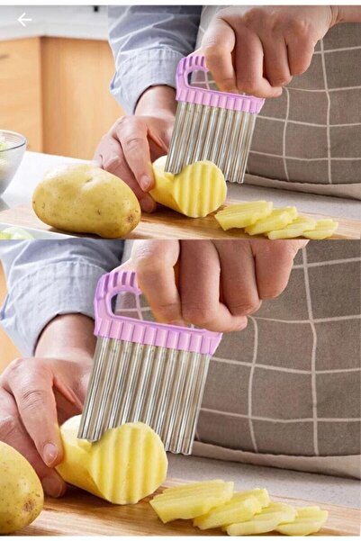 Kitchen Pembelia Şekilli Sebze Ve Meyve Dilimleyici Tırtıklö Patates Dilimleyici