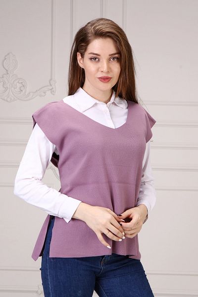 ananas trıko Pineapple Women's Powder Pink V-Neck Sweater