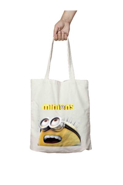 ART HEDİYE Minious Text Two Sides Permanent Printed Washable Cloth Bag Should...