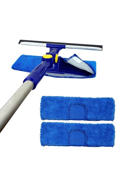 Genel Markalar Teleskopik Oynar Başlıklı Cam Silme Aparatı + 2 Adet Yedek Bez