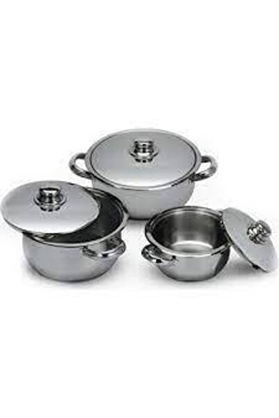 nursultan Yonca Paslanmaz Çelik Güveç Set 3 Lü 14-16-18 Cm