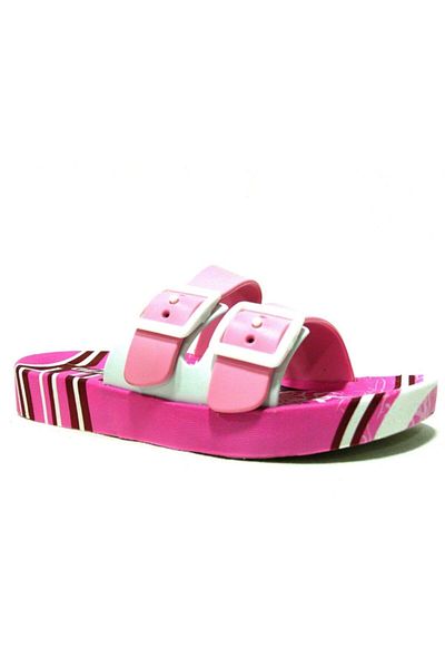 GEZER Pink White Fuchsia Buckle Anatomical Children's Slippers