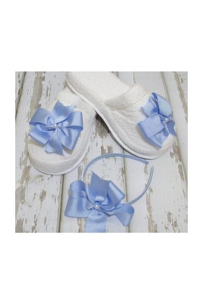 Miss Cici Women's Blue Big Bow Maternity Crown and Maternity Slippers Set – Maternity Set