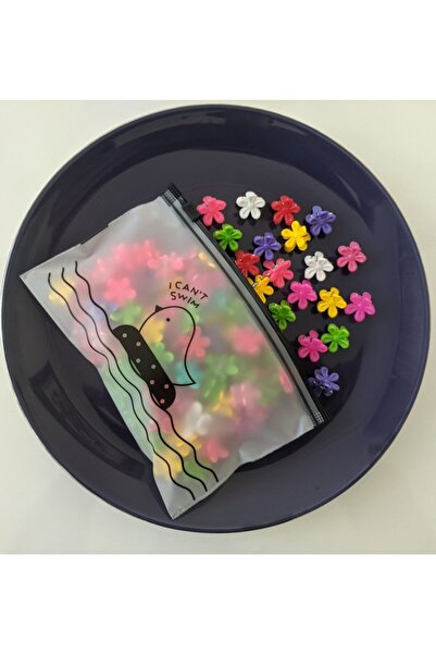 MutluBiDünya Şeffaf Çantalı 50 Adet Çiçek Mandal Toka