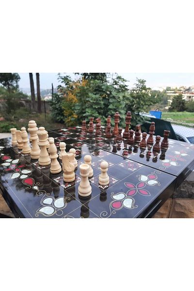 megame Wooden Backgammon Artifact Game Elegance Backgammon Chess Checkers 3 Games in One Luxury Set with Thick Case
