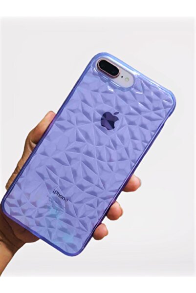 Molly Iphone 7/8 Plus Uyumlu Mor 3d Piramit Kristal Şeffaf Silikon Kılıf