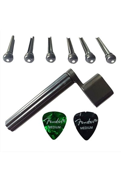 Alice Set of 6 Acoustic Guitar Endpin - Pin, 2 Fender Plectrums and Auger Wrap Tool