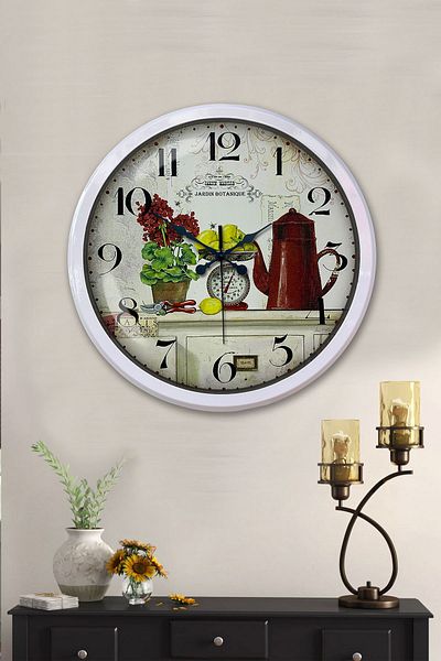 Kasva Concept Gift Decorative 52 cm White Metal Kitchen Wall Clock