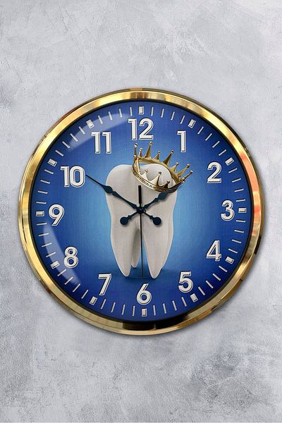 Kasva Concept 52 cm Gold Metal Dentist Wall Clock