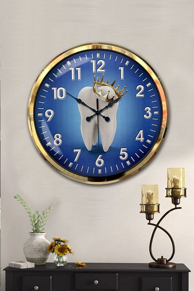 Kasva Concept 52 cm Gold Metal Dentist Wall Clock