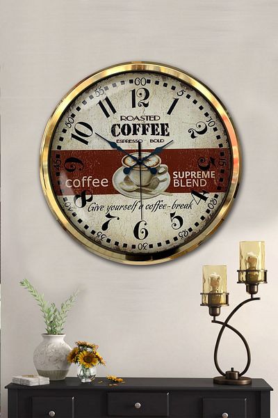 Kasva Concept 52 cm Gold Metal Espresso Wall Clock