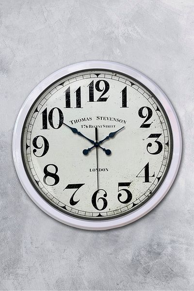 Kasva Concept Gift Decorative 52 cm White Metal Regent Street Wall Clock