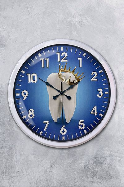 Kasva Concept Gift Decorative 52 cm White Metal Dentist Wall Clock
