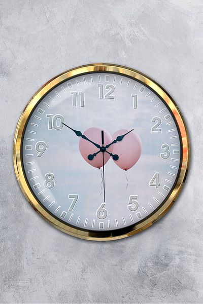 Kasva Concept Cadou Decorativ 52 Cm Ceas de Perete Balon Metal Auriu