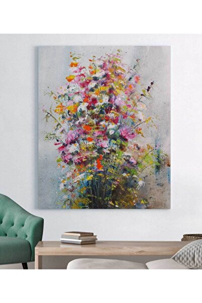 StellaStore Yaglı Boya Görünümlü Renkli Kanvas Tablo