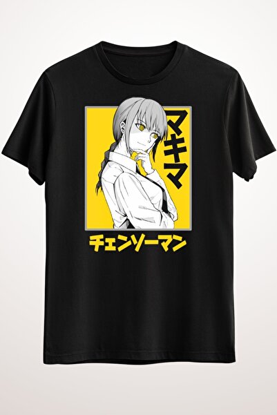 Cool Tshirt Unisex crna majica Chainsaw Man Makima horor anime manga majica C...