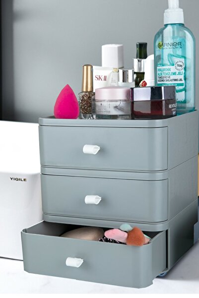 Mim Life منظم سطح المكتب ذو 3 طبقات - صندوق تخزين منظم إكسسوارات المجوهرات با...