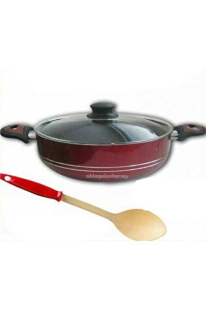 Genel Markalar Büyük Boy Teflon Tencere Teflon Kaşığı Hediyeli 28 Cm Cam Kapaklı