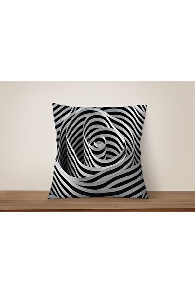 Şen Dekorasyon Чорно-білий ілюзійний візерунок Чохол для подушки