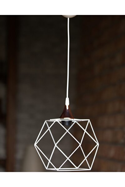 Genel Markalar Özel Tasarım Sade Işlemeli Tekli Beyaz Kafes Avize Metal Özel ...