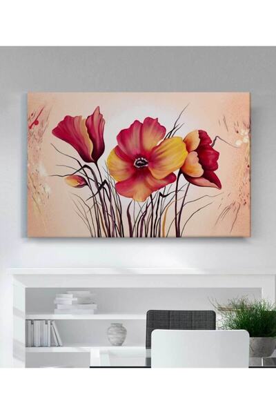 StellaStore Kırmızı Çiçek Kanvas Tablo