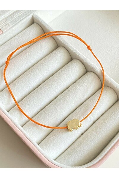 Lade Kaliteli Fil Figürlü Turuncu Ip Bileklik